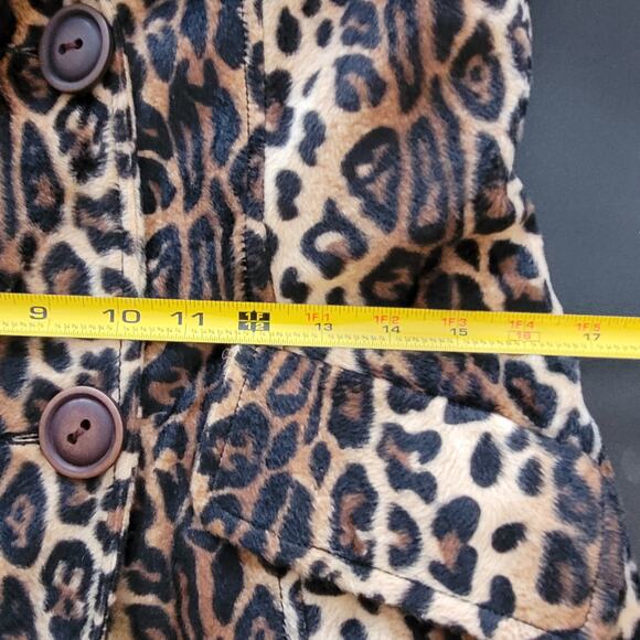 Vintage Leopard Print Faux Fur Coat Mid Length Double Breasted Y Apparel USA - Picture 13 of 14